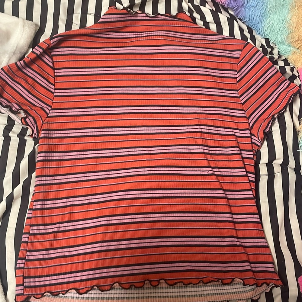 Size XL orange and pink stripped crop top.